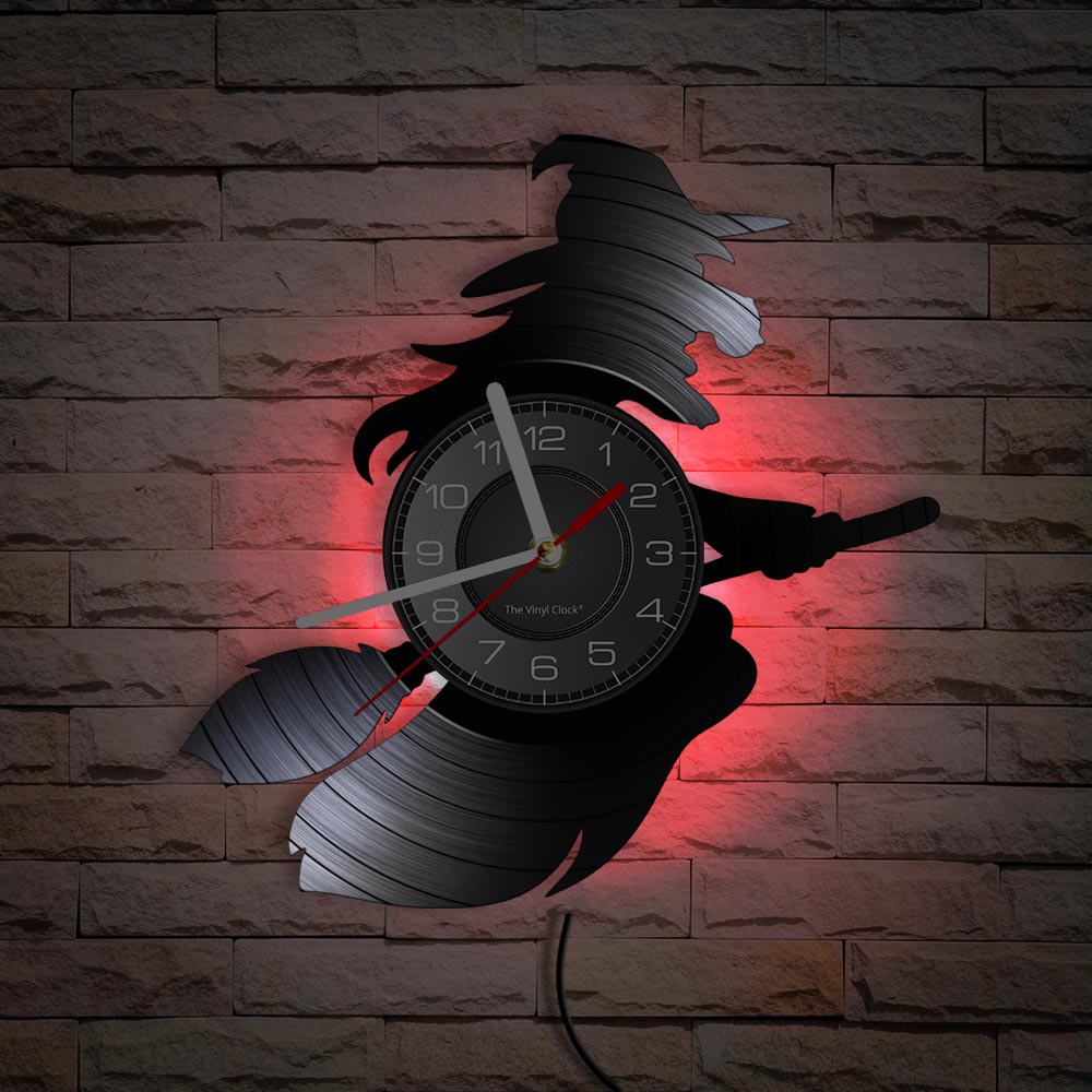 LED Flying Witch Wall Clock