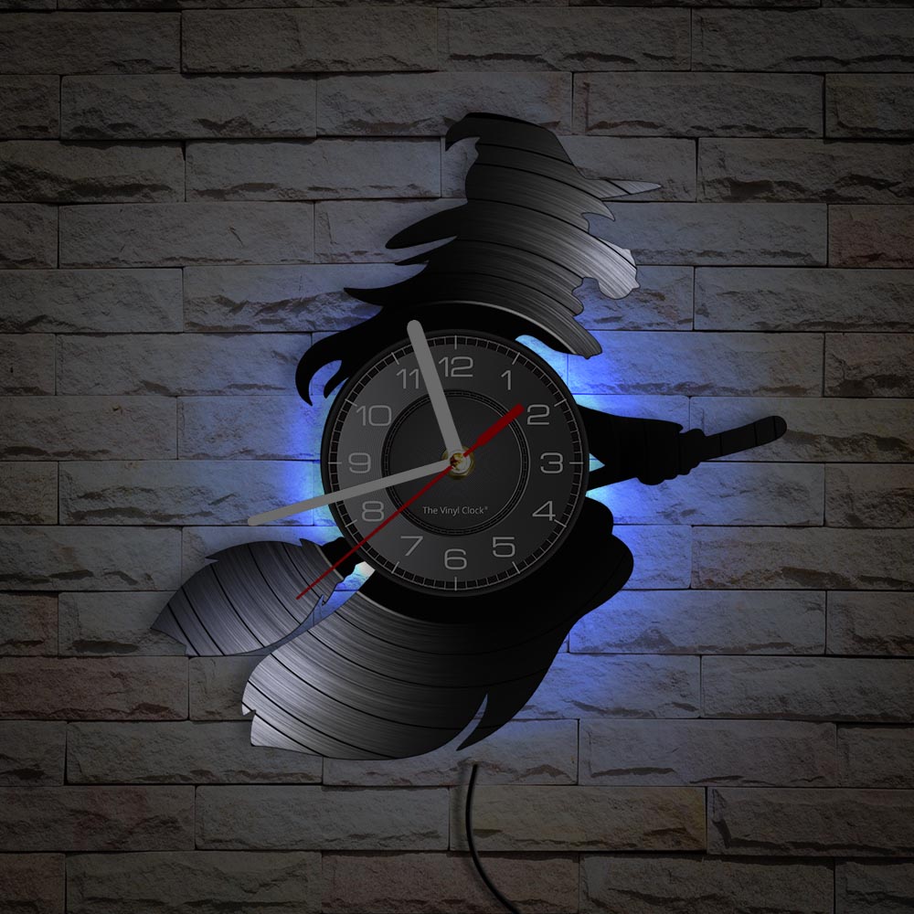 LED Flying Witch Wall Clock