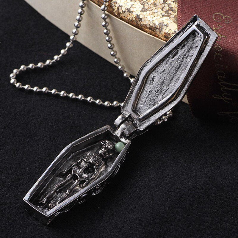 Coffin Skull Pendant Necklace