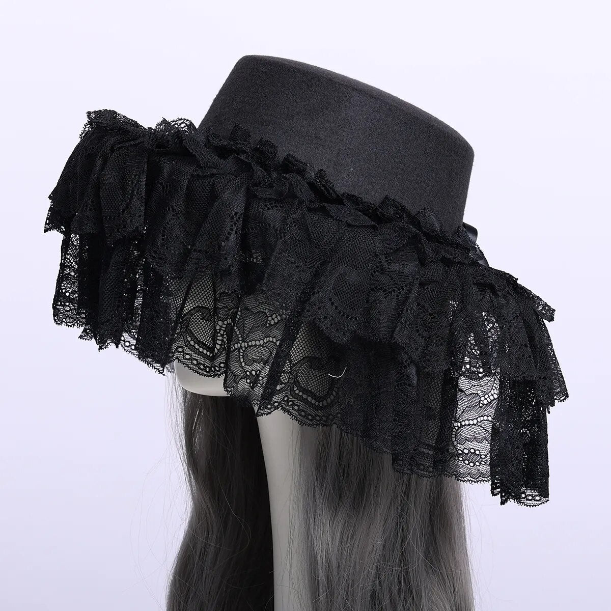Gothic Lace Black Hat