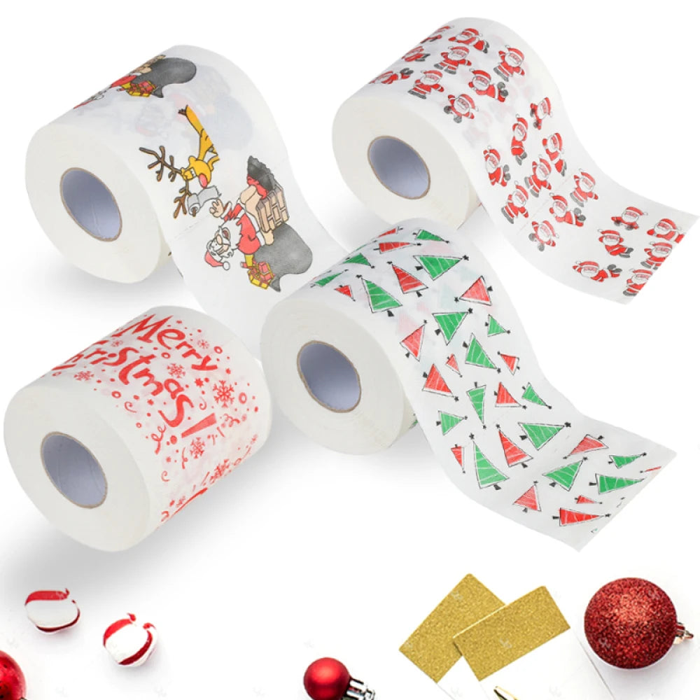 4pcs Christmas Printed Toilet Paper