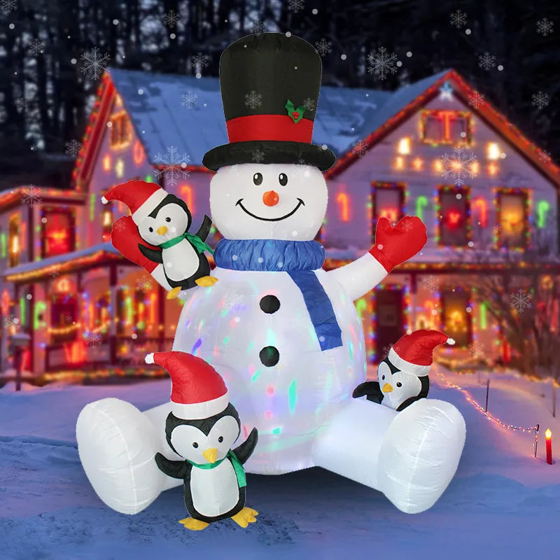 7ft Snowman Penguins LED Inflatable Decoration