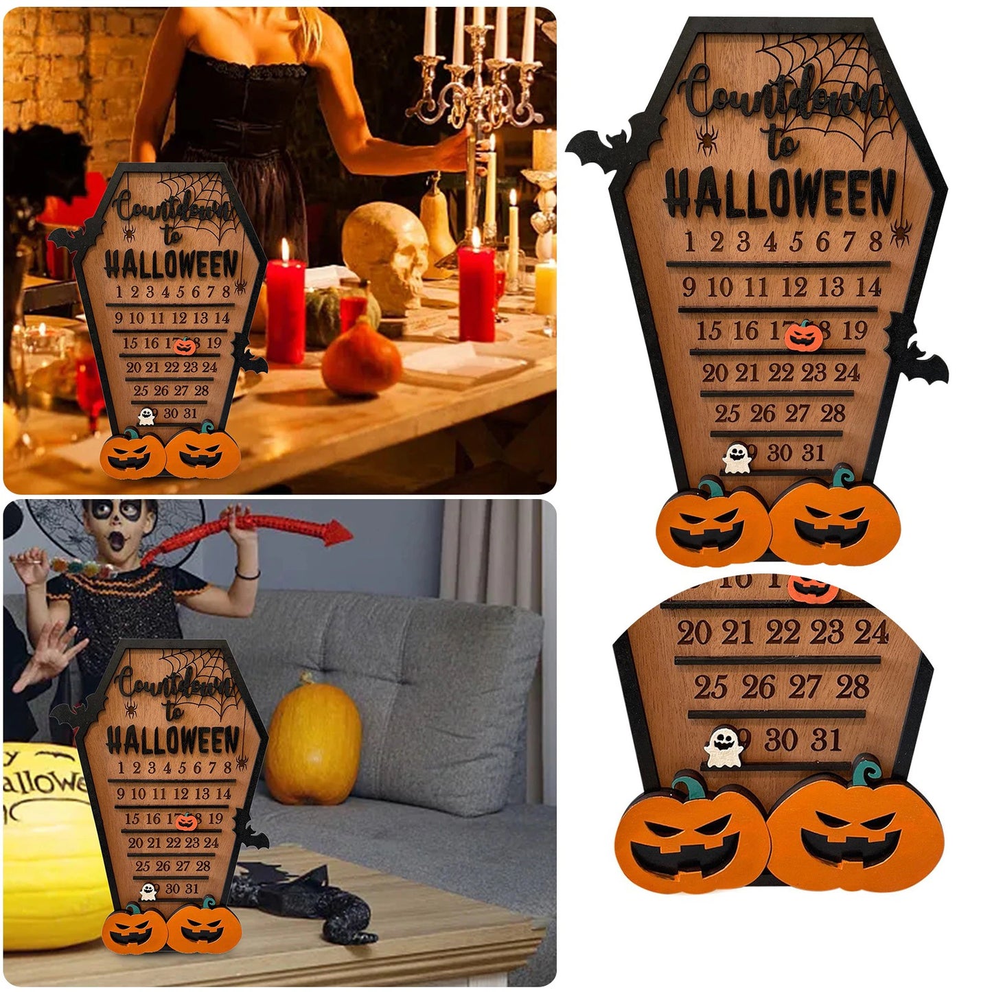 Halloween Countdown Wooden Calendar