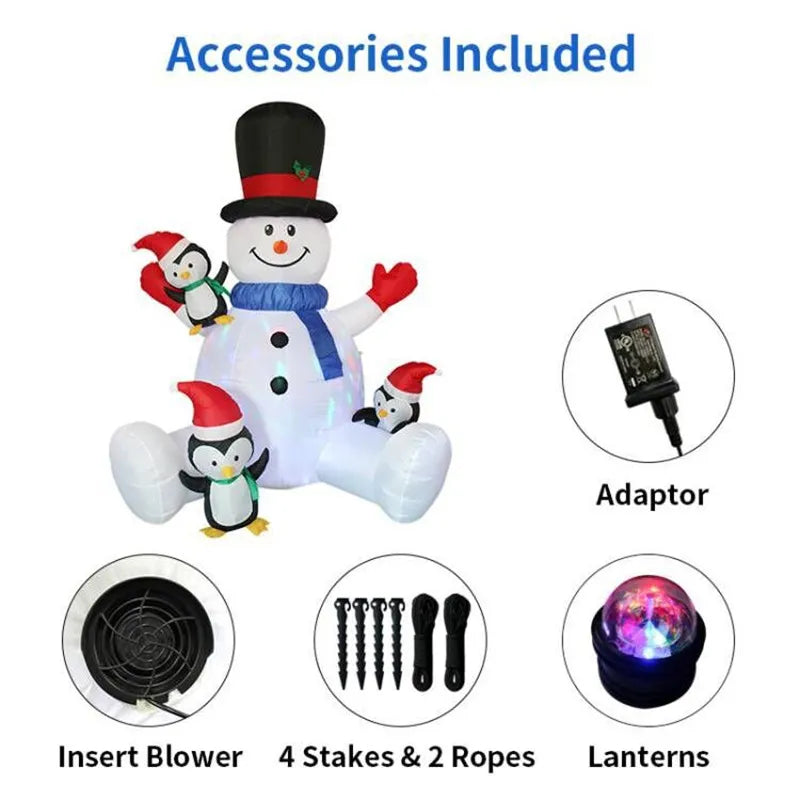 7ft Snowman Penguins LED Inflatable Decoration