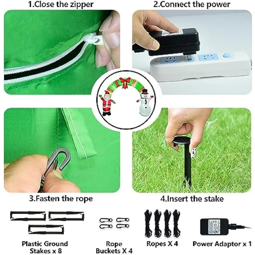 12ft Arch Giant Santa and Snowman Lighted Christmas Inflatable
