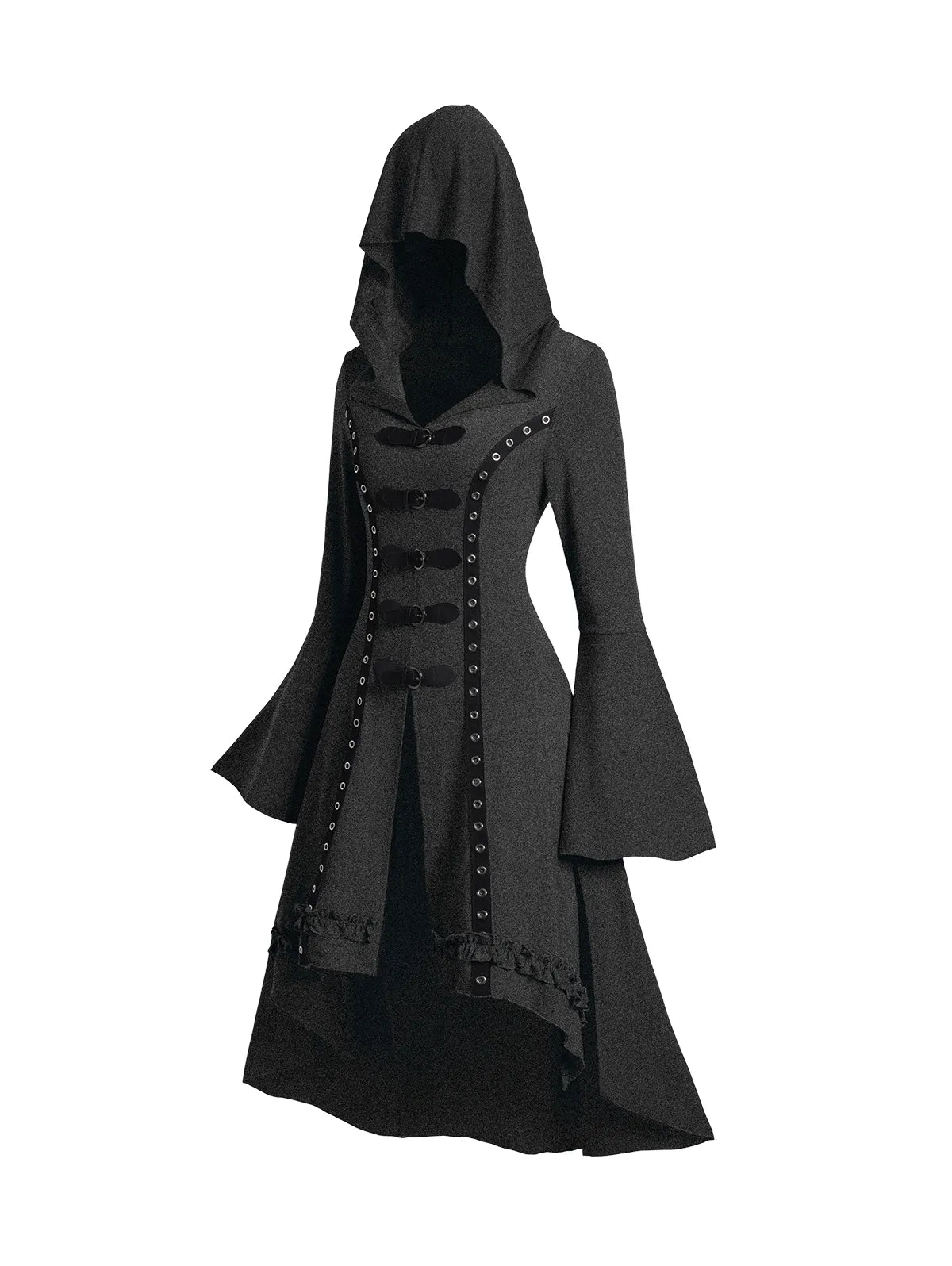 Flare Long Sleeve Buckle Dress