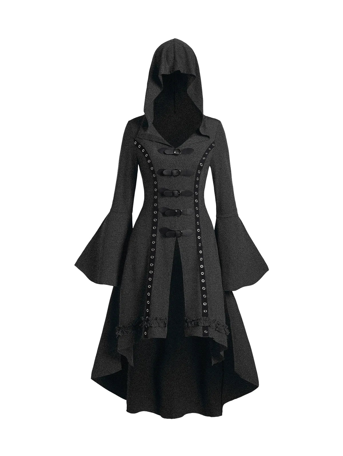 Flare Long Sleeve Buckle Dress