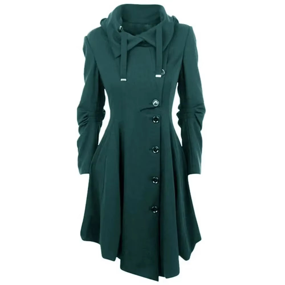 Gothic Teal Long Medieval Style Trench Coat