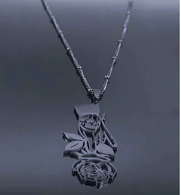 Skull Rose Stainless Steel Necklace