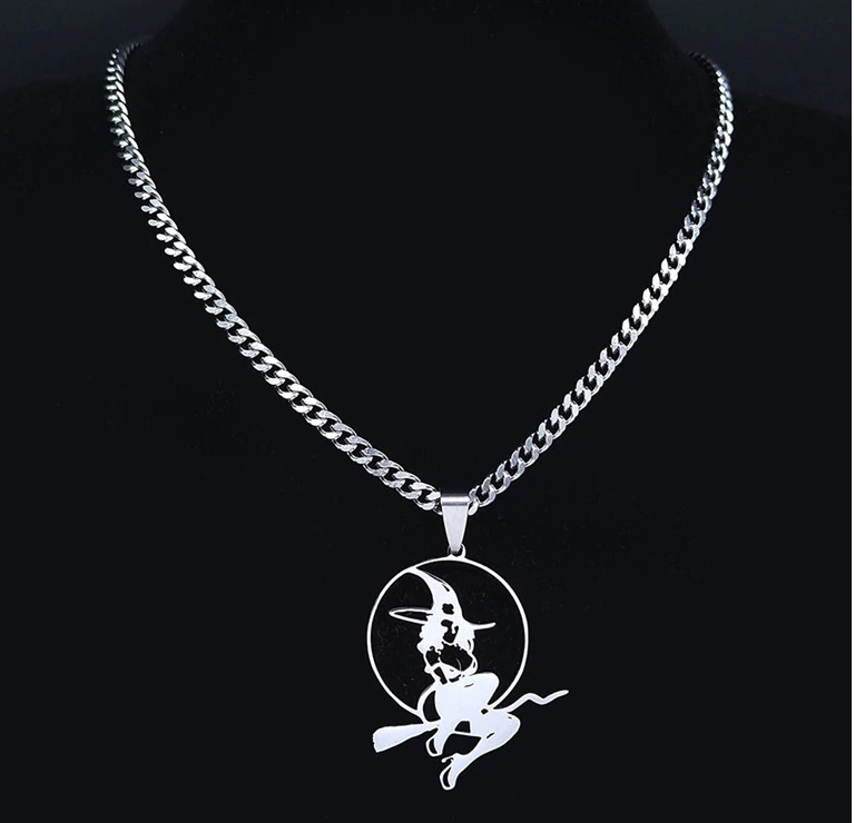 Witch Broom Stainless Steel Necklace