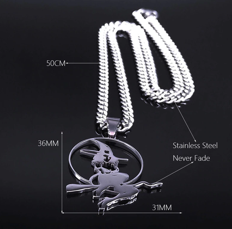 Witch Broom Stainless Steel Necklace