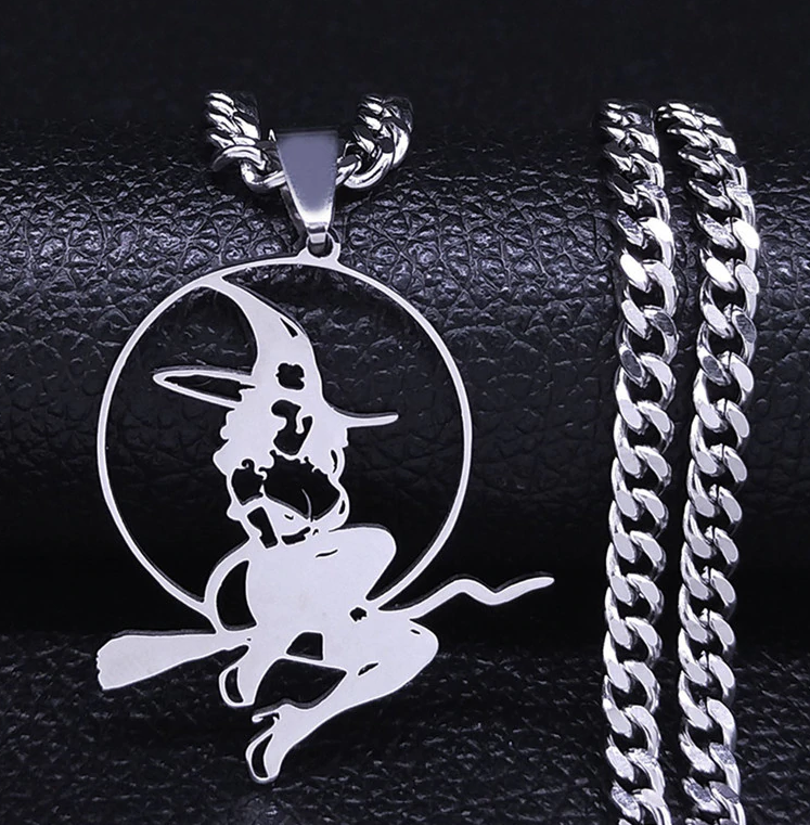 Witch Broom Stainless Steel Necklace