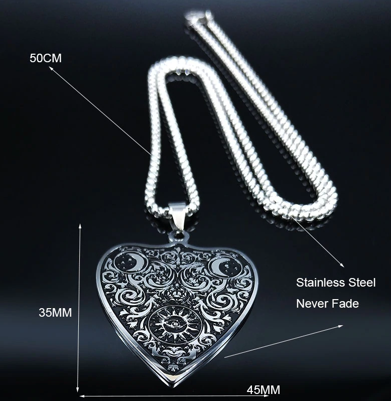 The Moon Heart Stainless Steel Necklace