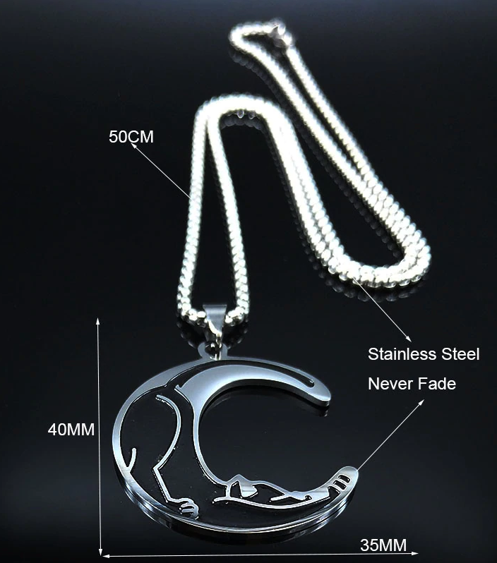 Stainless Steel Moon Cat Necklace