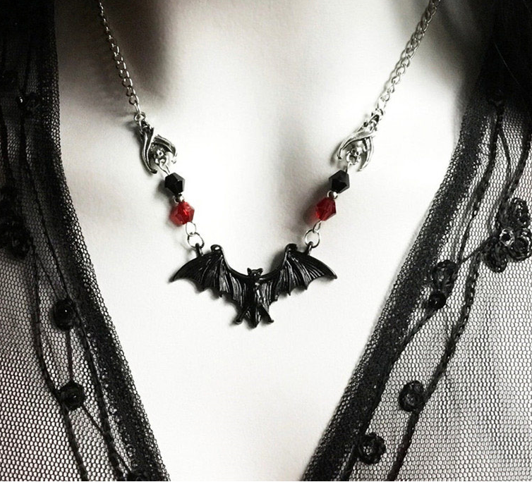 THE BLACK BAT PENDANT NECKLACE