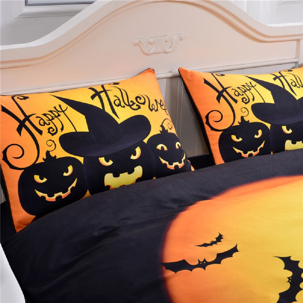 Halloween 3D Duvet Pumpkin & Bat Bedding Set