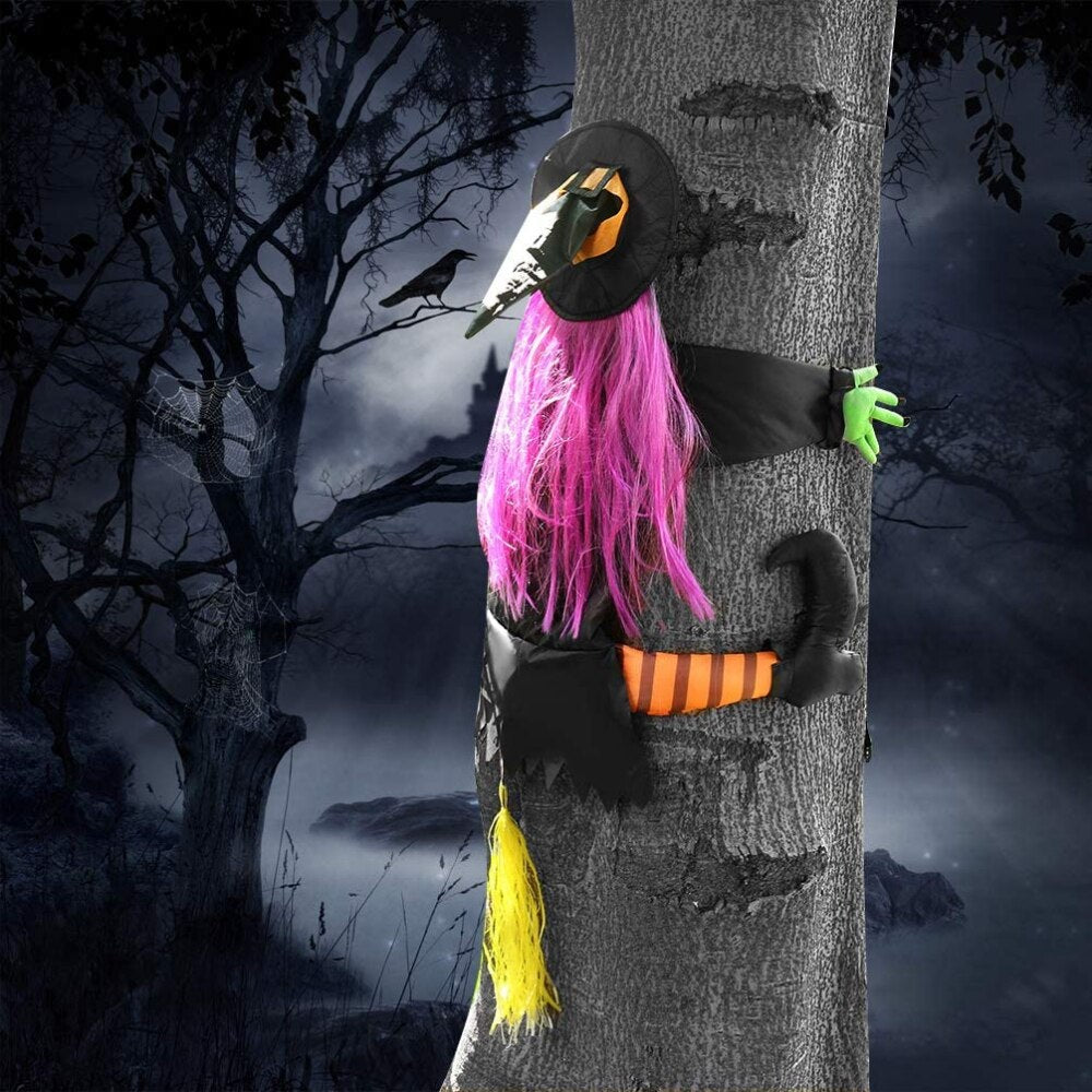 40" Crashing Witch Into Tree Halloween Decoration Sign