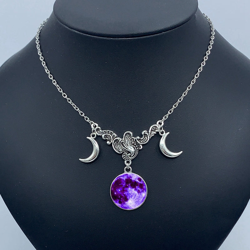 Triple Moon Crescent Necklace