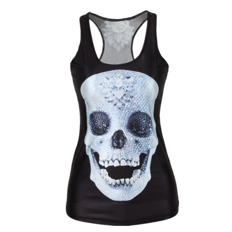 One Size 3D Skull Print Tank Tops