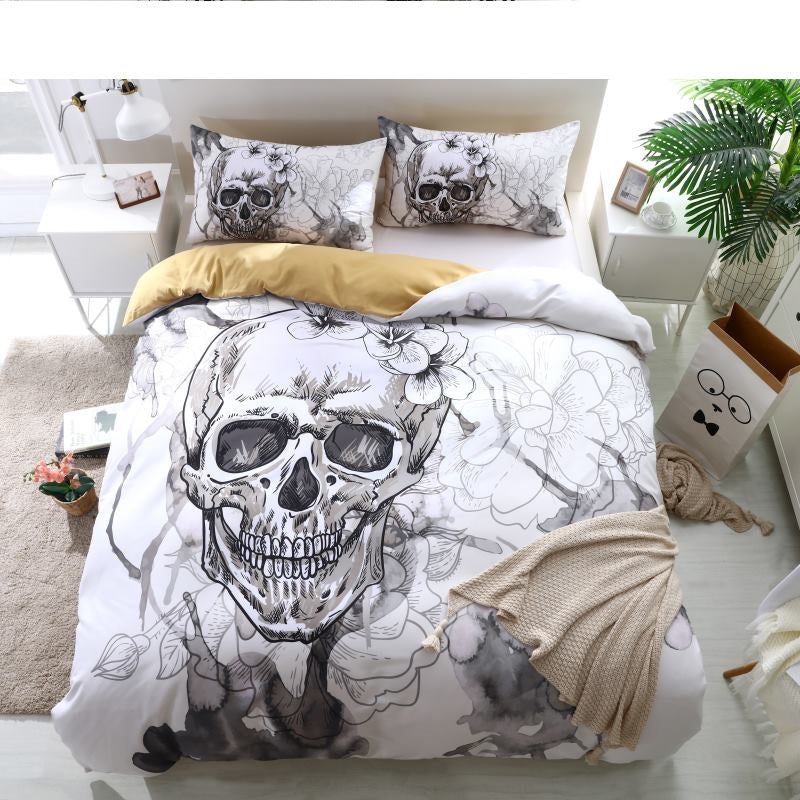 Dream NS Skull Flowers Duvet Bedding Set