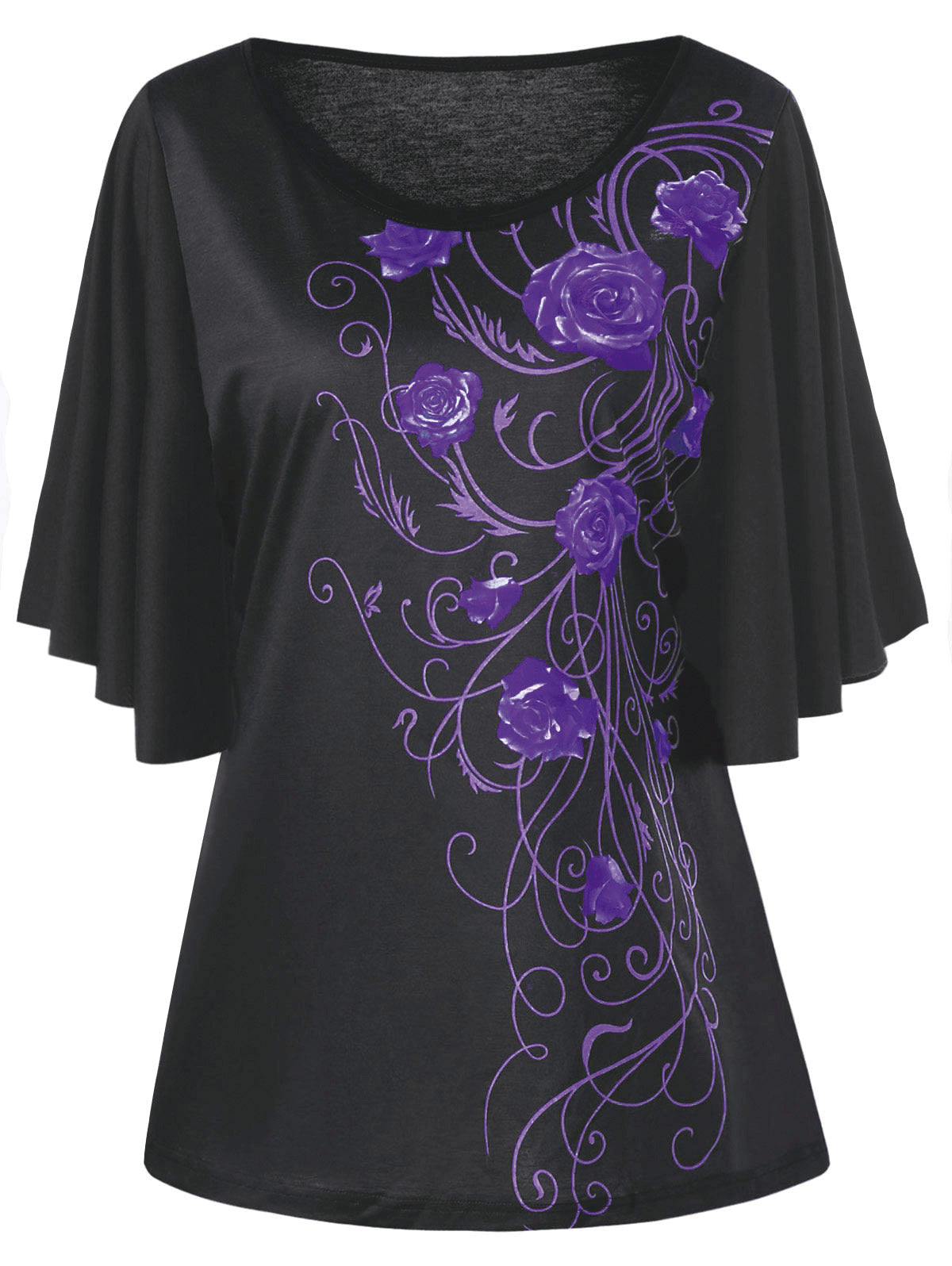 Plus Size Tiny Floral Round Collar Casual Shirt