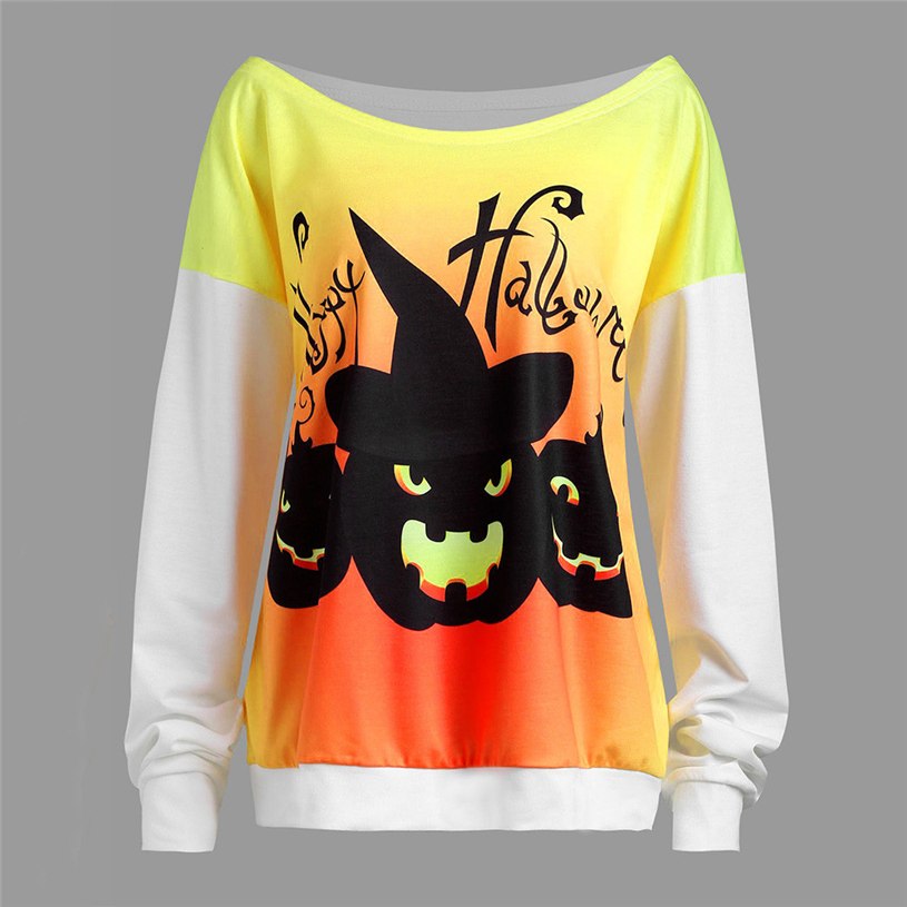 Women's Halloween Pumpkin Print Blouse