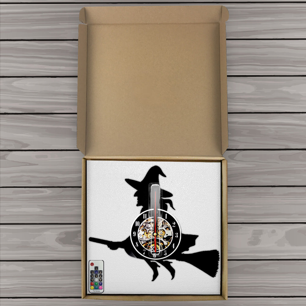 LED Flying Witch Wall Clock