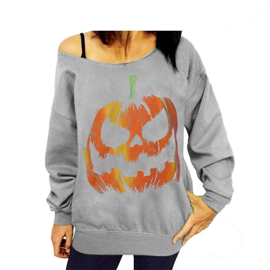 Pumpkin Print Long Sleeve Sweatshirt