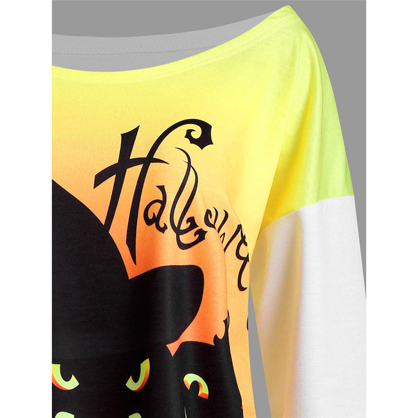 Women's Halloween Pumpkin Print Blouse