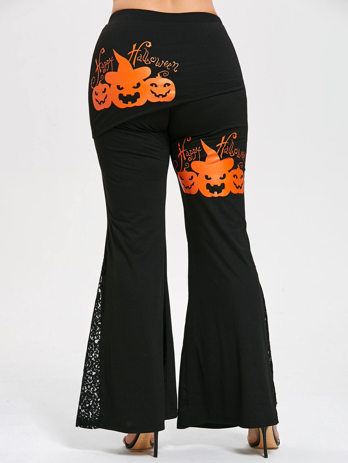 Halloween Pumpkin Lace Skirted Pants