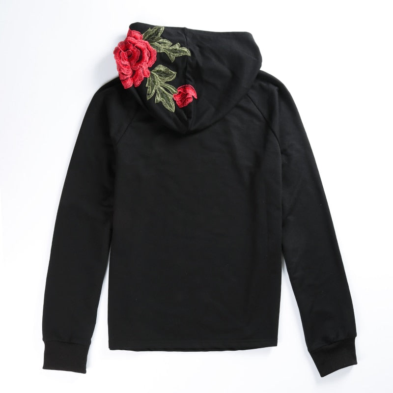 Floral Roses Hooded Long Sleeve Shirt