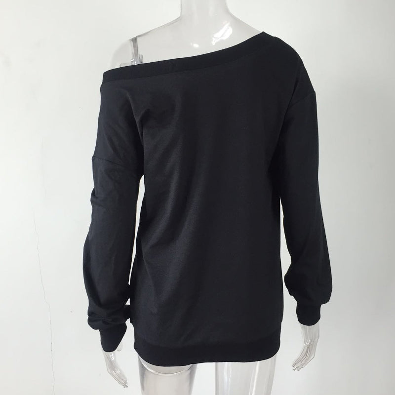 Off The Shoulder Skeleton Dance Long Sleeve Top