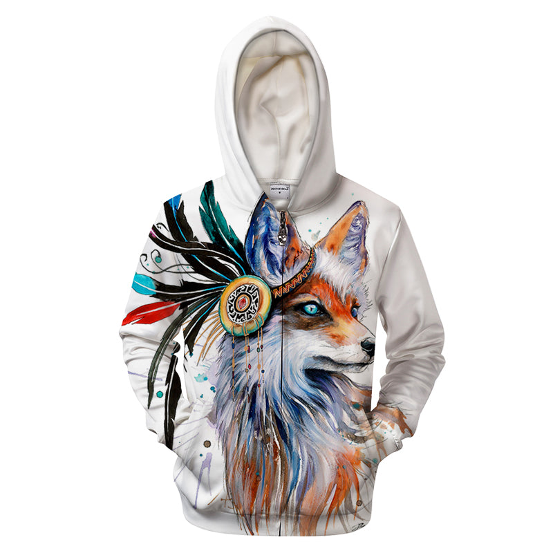 Fox by KhaliaArt Zipper 3D Sweatshirt
