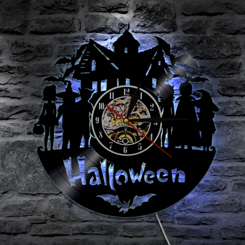 7 Color 3D LED All Hallows Eve Wall Clock