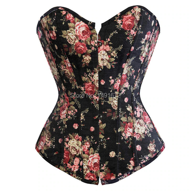 Floral Lace Up Gothic Style Corset