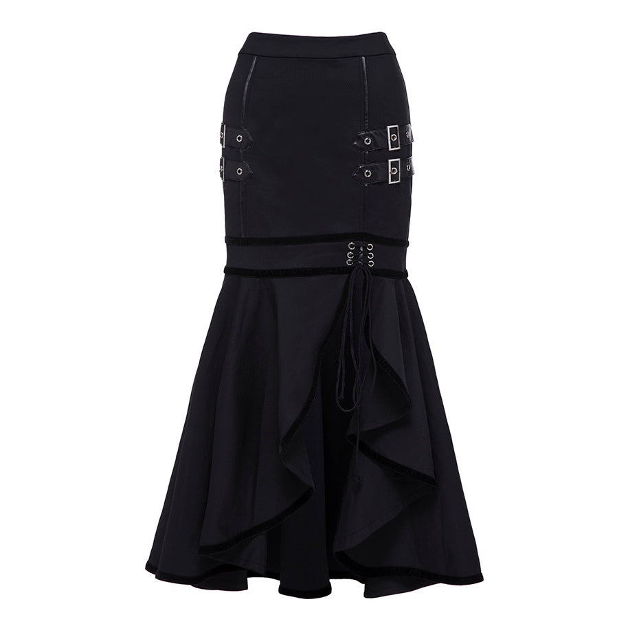 Rosetic Gothic Asymmetric Trumpet Skirt