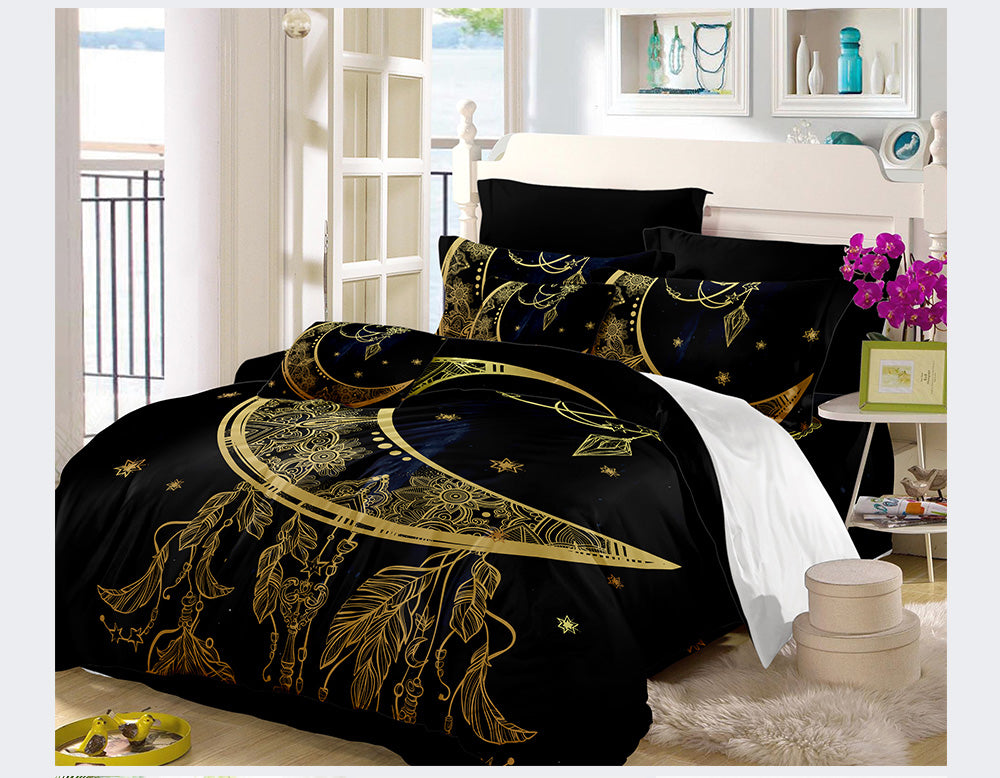 Golden Dark Moon Elephant Stars Dreamcatcher Bedding Sets