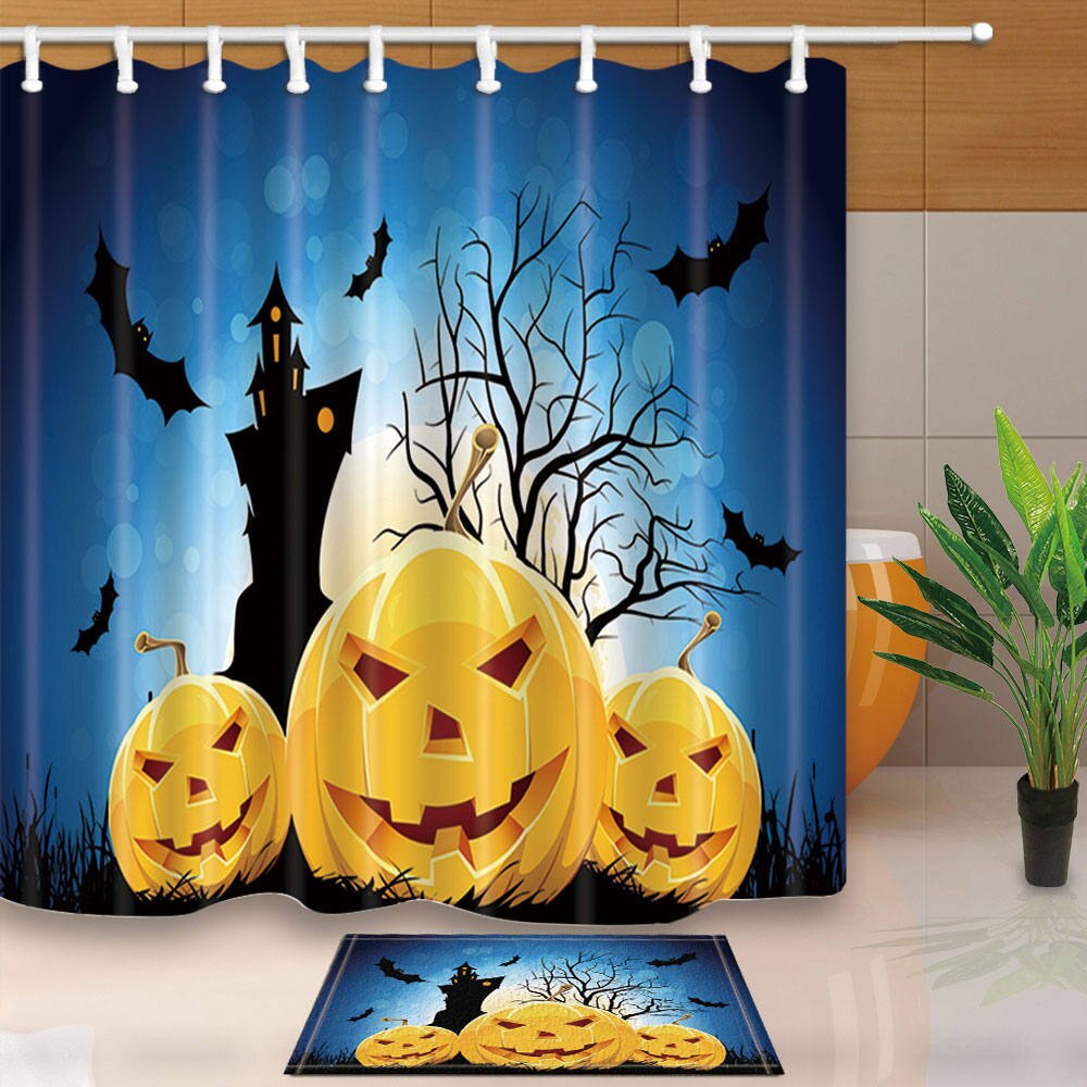 Halloween Shower Curtain with Mat