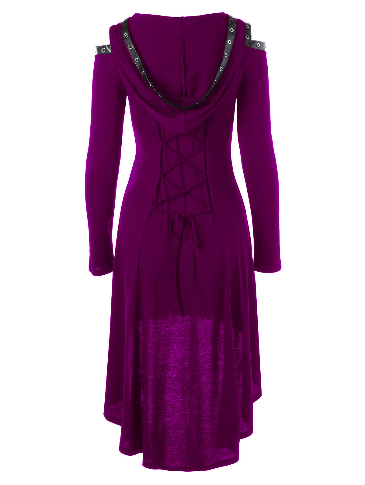 Lace up Long Sleeve Hooded Gothic Dress