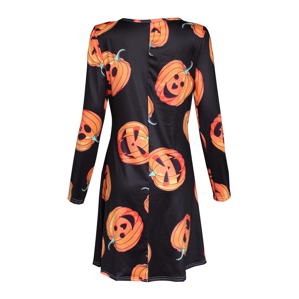 Halloween Pumpkin Printed Dress