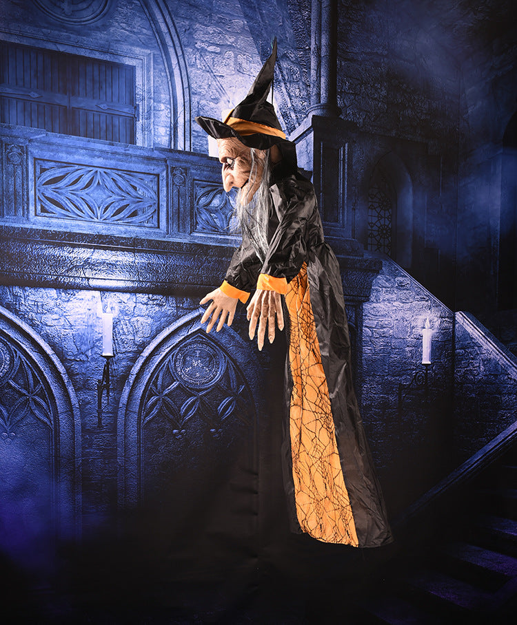 Halloween Talking & Light Up Eyes Hanging Witch