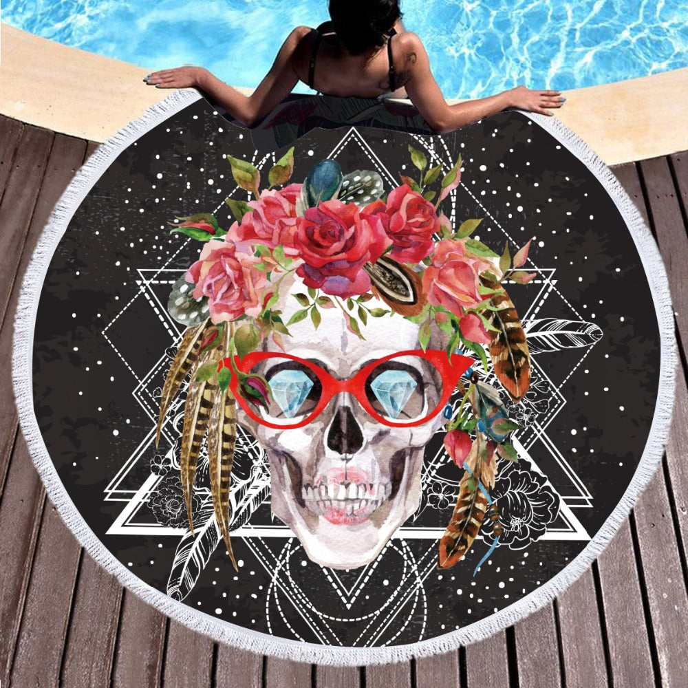 Skull Face Beach Towel