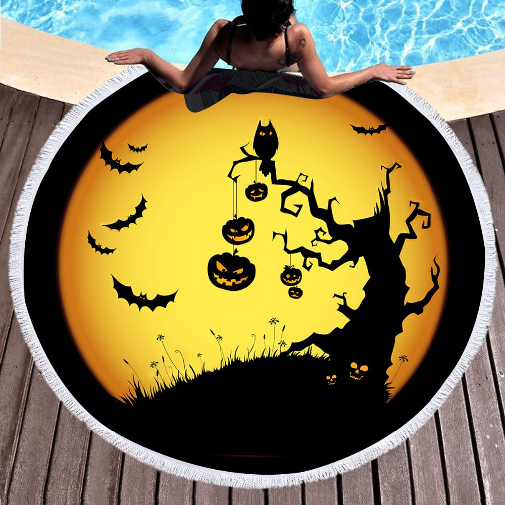 Halloween Night Round Beach Towel