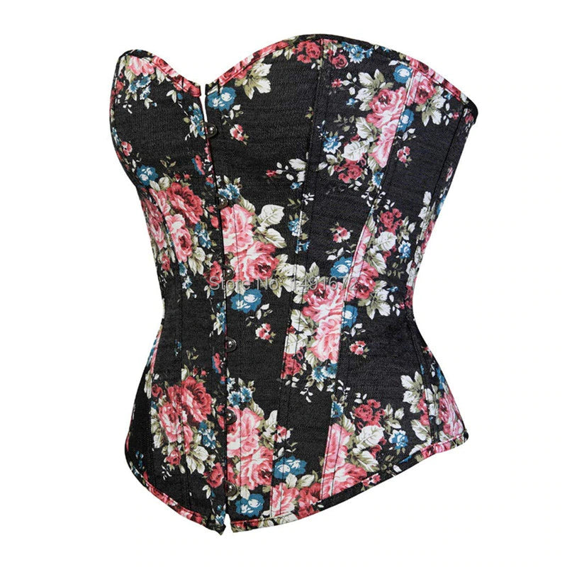 Floral Lace Up Gothic Style Corset