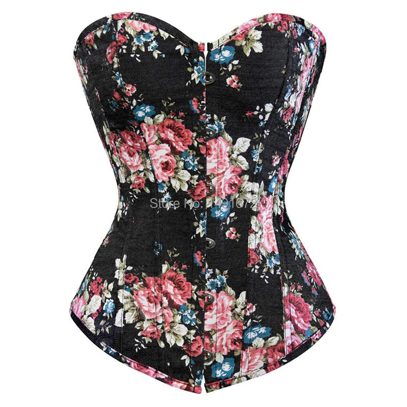Floral Lace Up Gothic Style Corset