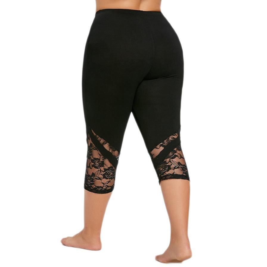 Plus Size Black Lace Patchwork Leggings
