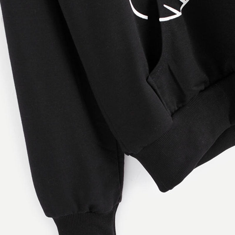 Dotfashion Cat Print Pull Over Hoodie