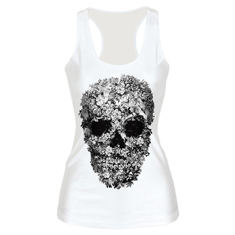 One Size 3D Skull Print Tank Tops