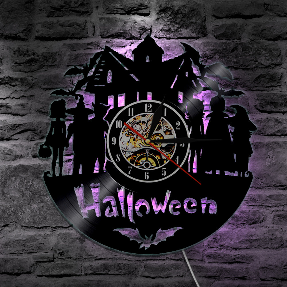 7 Color 3D LED All Hallows Eve Wall Clock
