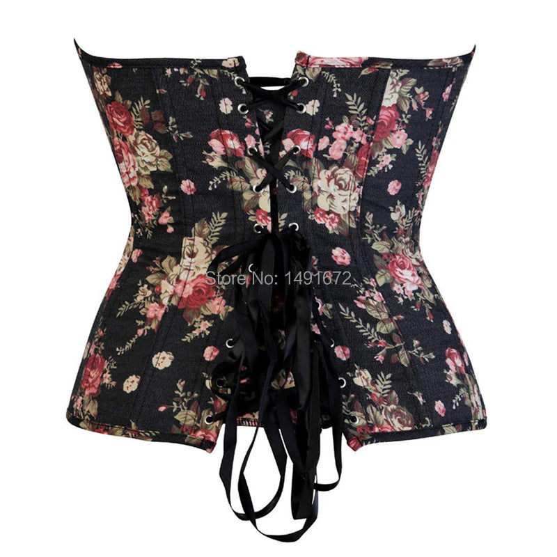Floral Lace Up Gothic Style Corset